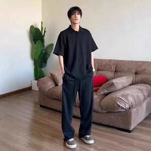 Wheat-ear Pattern Jacquard-knit Short-sleeve Polo Shirt